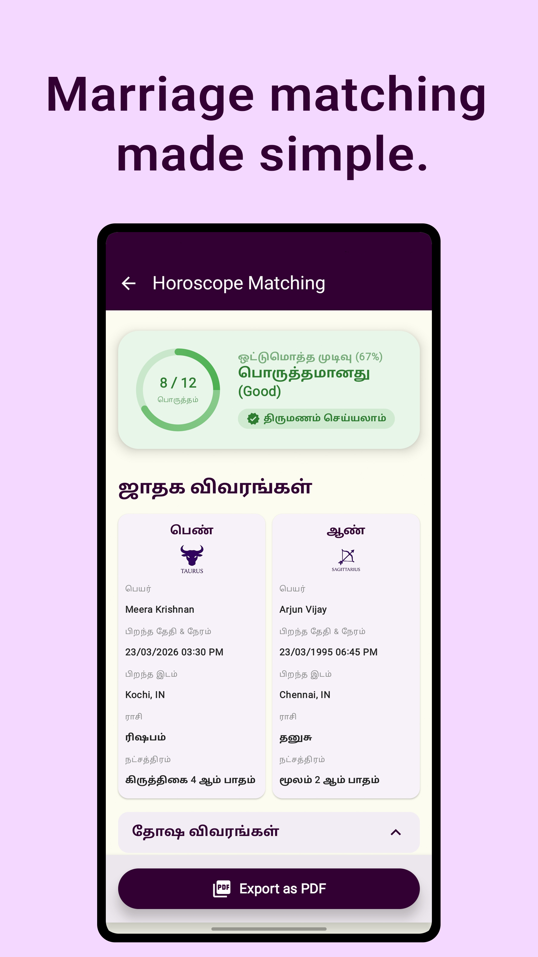 Marriage compatibility report preview